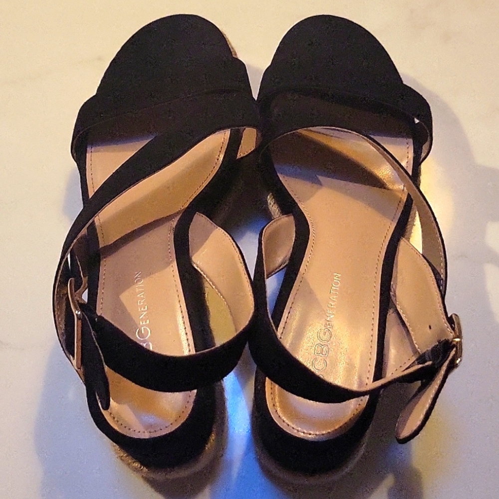 BCBGeneration black wedge sandals